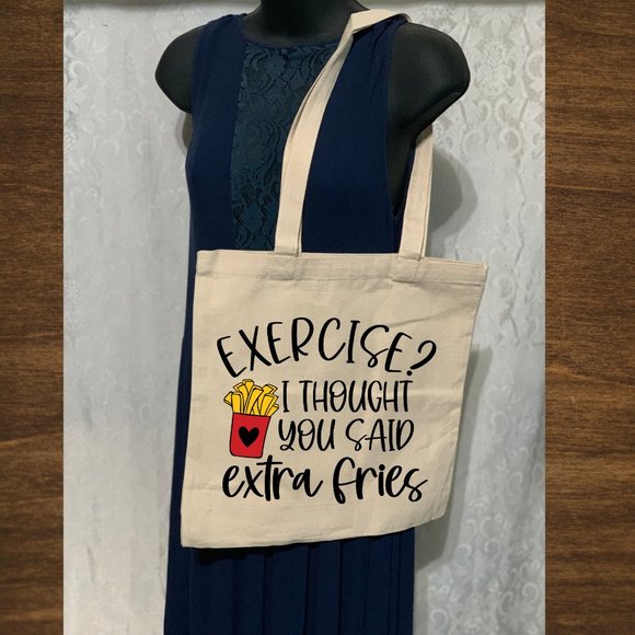 Handbags - Funny Quote Cotton Canvas Double Strap Shoulder Tote Bag